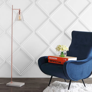 Lorena 55" Modern Glam Metal/Marble LED Floor Lamp - JONATHAN Y